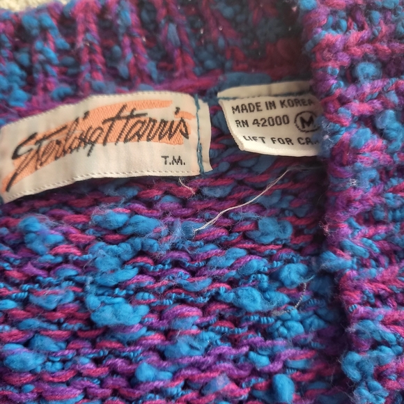 Vintage Vibrant Purple and Blue Women's Boucle Cardigan - Picture 2 of 8